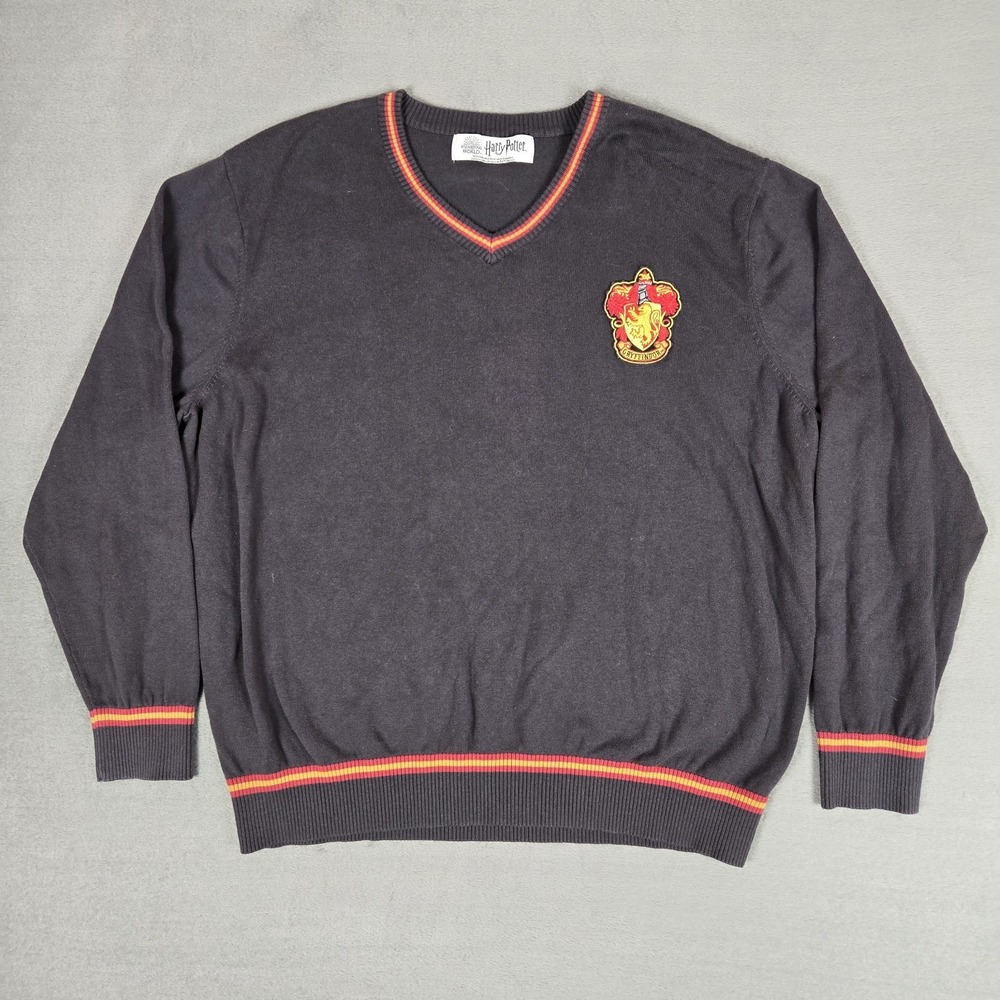 Harry Potter Gryffindor Sweater Mens 3XL Black V-Neck Wizarding World Cotton